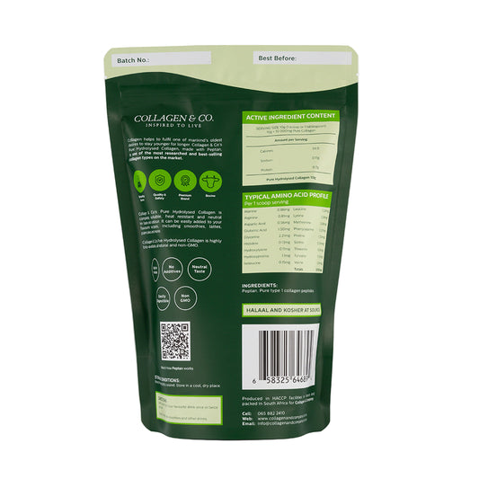 Green package of Collagen & Co on a white background